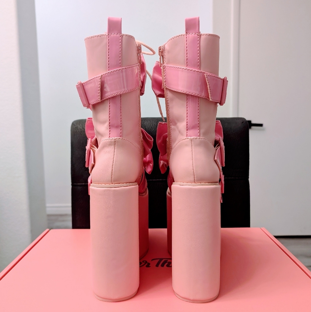 SOLD NIB Sugar Thrillz Big Bow Traitor Boots - Picture 3 of 11